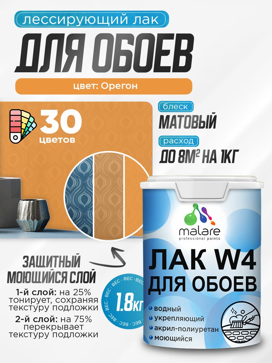 Акриловый водный колерованный лак для обоев Malare W4