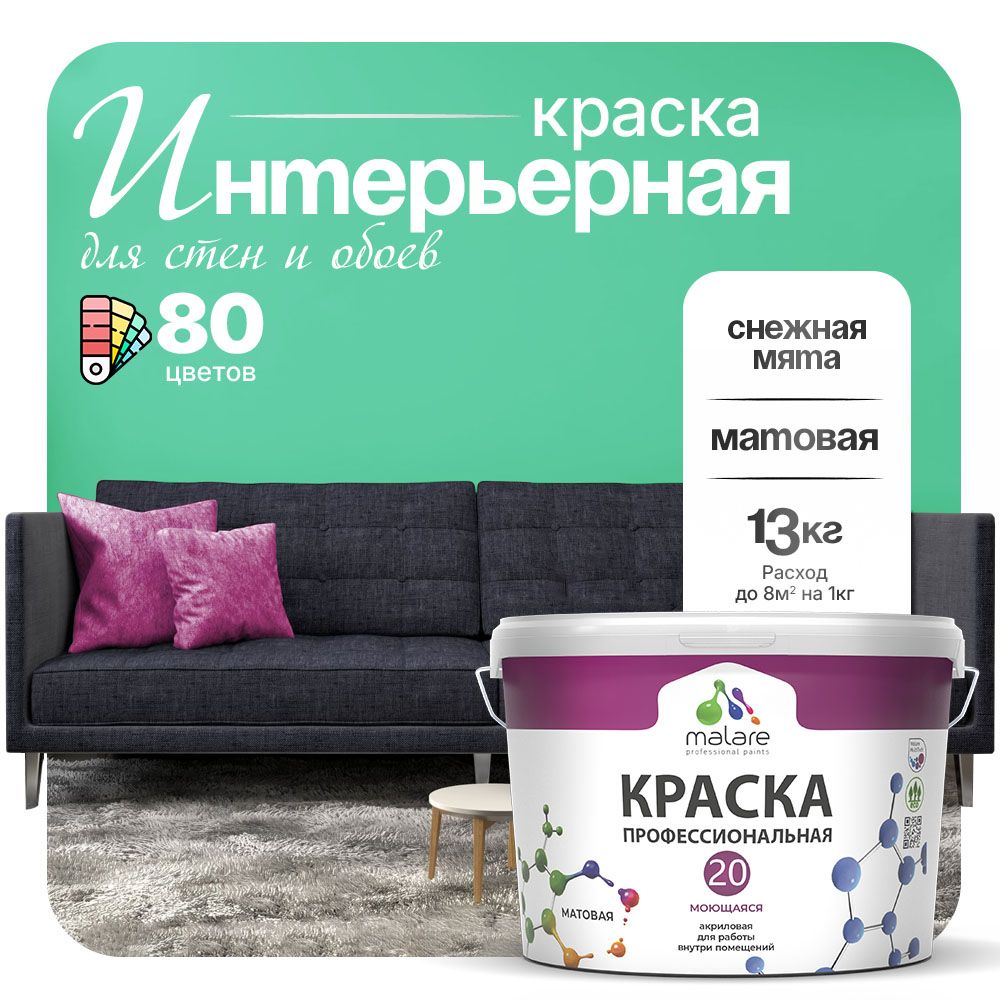 Акриловая краска для стен и обоев Malare ЕВРО 20