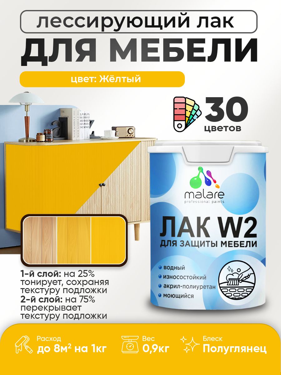 Акриловый водный колерованный лак для мебели и кухонных фасадов Malare W2