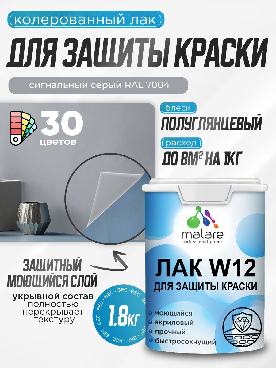 Акриловый водный колерованный лак для защиты краски Malare W12