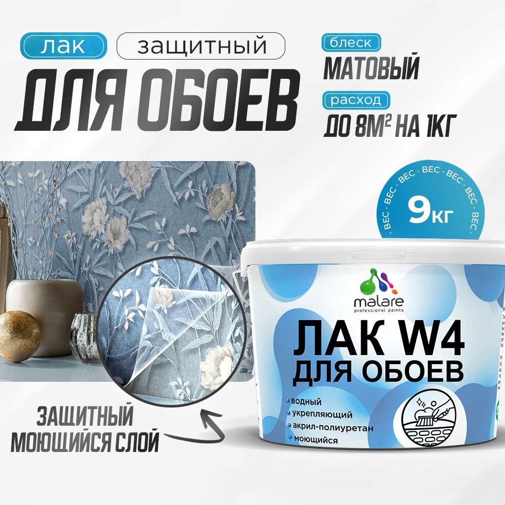 Акриловый водный лак для обоев Malare