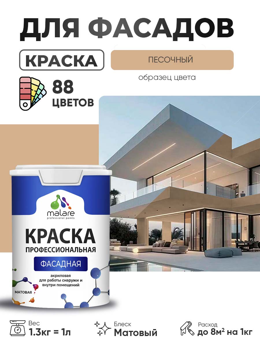 Акриловая фасадная профессиональная краска Malare