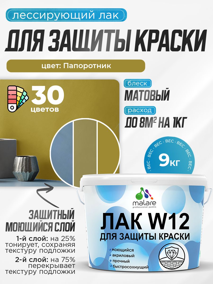 Акриловый водный колерованный лак для защиты краски Malare W12