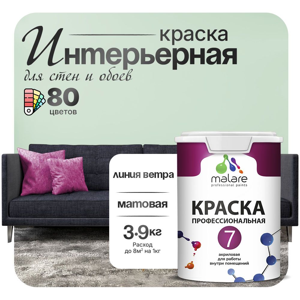 Акриловая краска для стен и обоев Malare ЕВРО 3