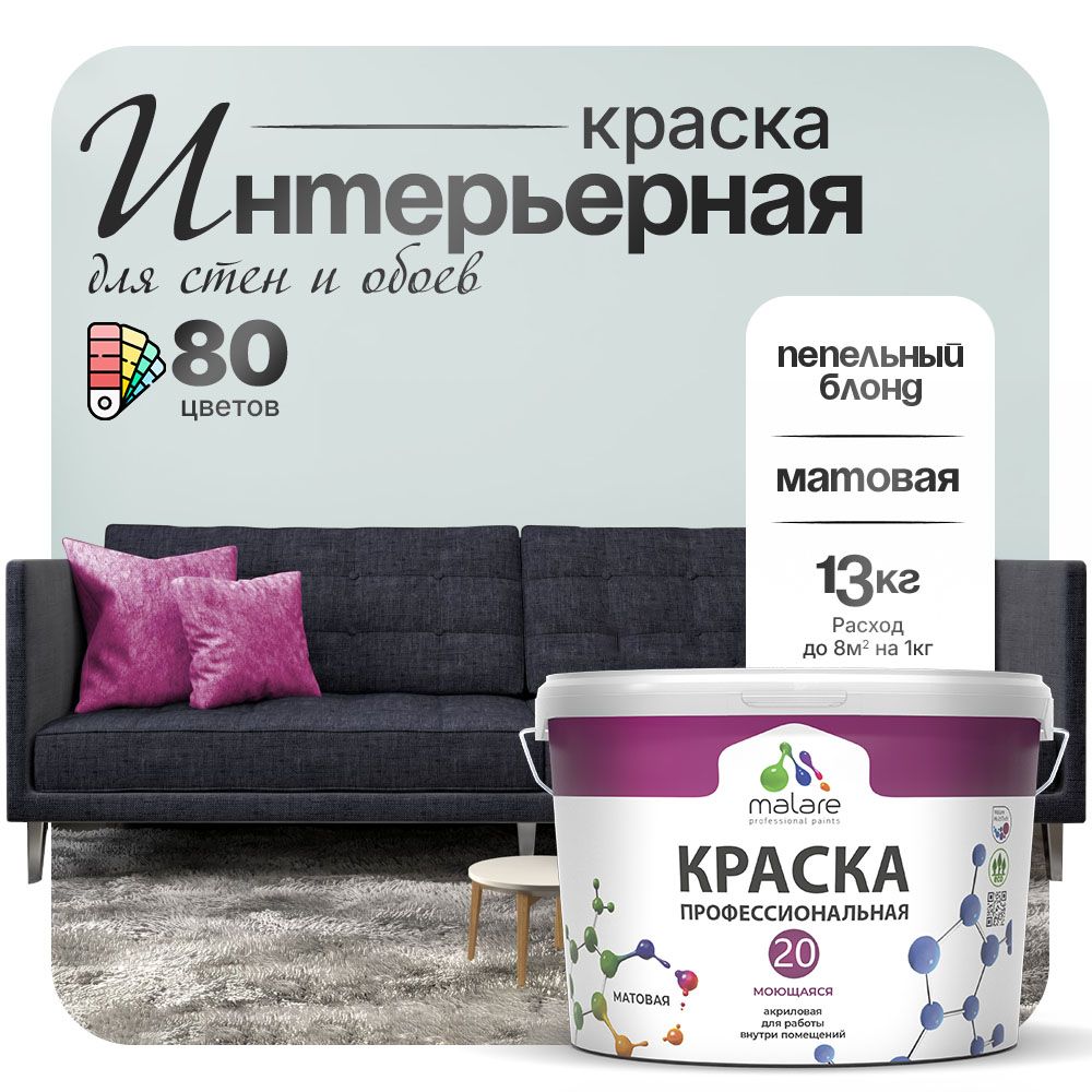 Акриловая краска для стен и обоев Malare ЕВРО 20