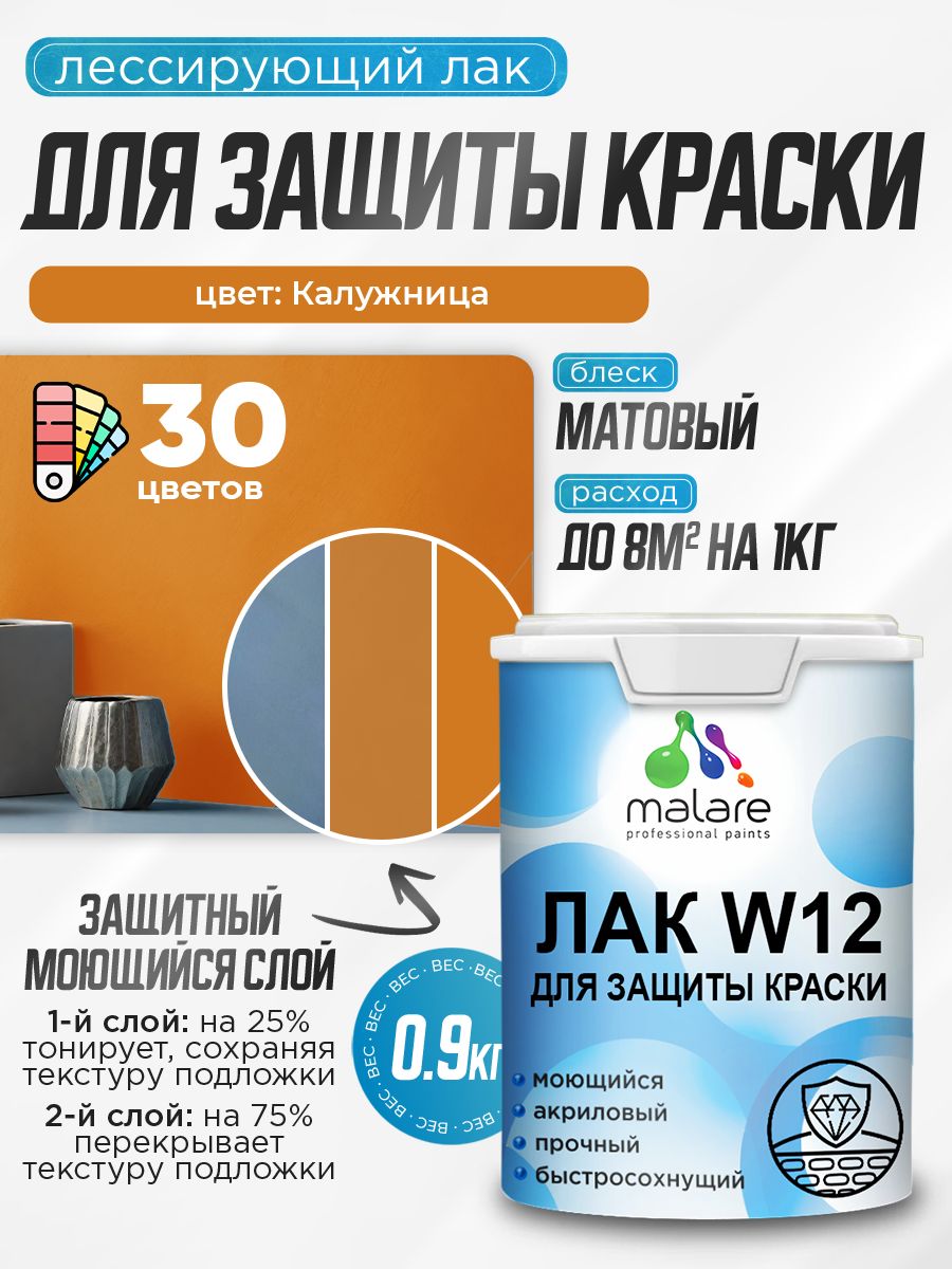 Акриловый водный колерованный лак для защиты краски Malare W12