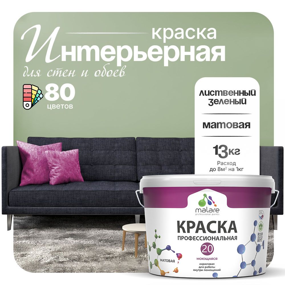 Акриловая краска для стен и обоев Malare ЕВРО 20