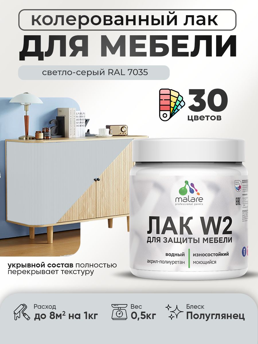 Акриловый водный колерованный лак для мебели и кухонных фасадов Malare W2