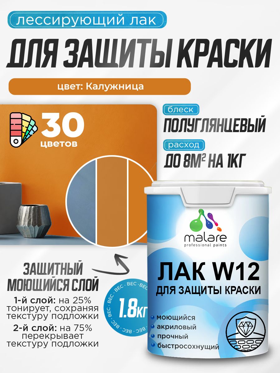 Акриловый водный колерованный лак для защиты краски Malare W12