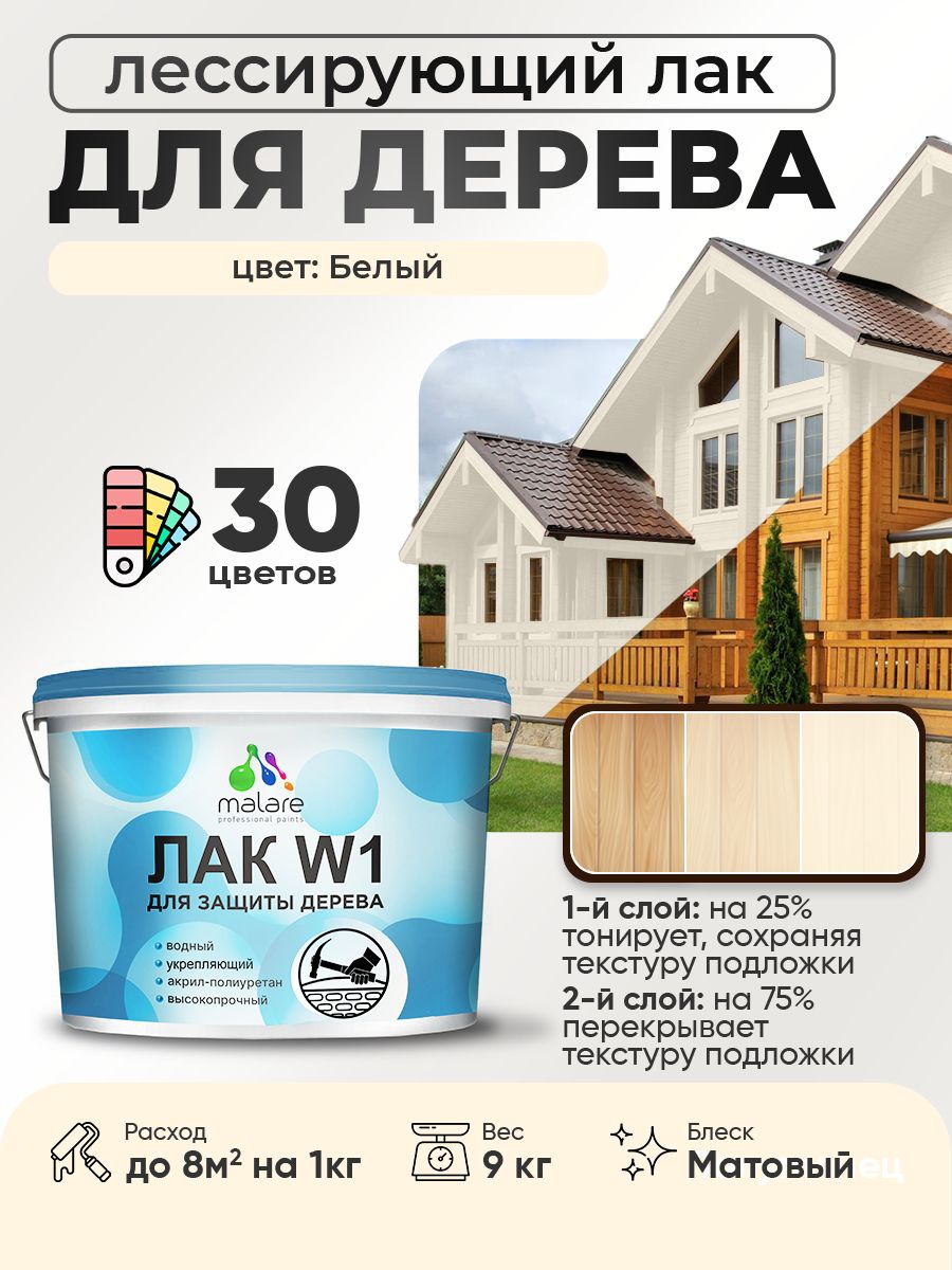 Акриловый водный колерованный лак для деревянных поверхностей Malare W1