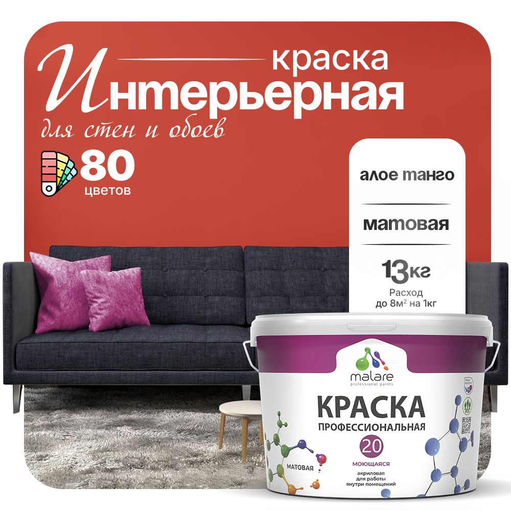 Акриловая краска для стен и обоев Malare ЕВРО 20