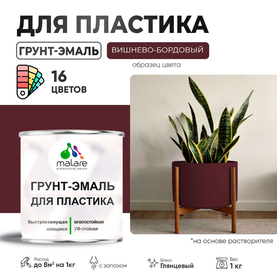 Акрилсополимерная грунт-эмаль 3 в 1 для пластиковых поверхностей Malare