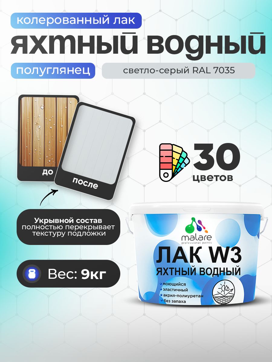 Акриловый водный колерованный яхтный лак Malare W3