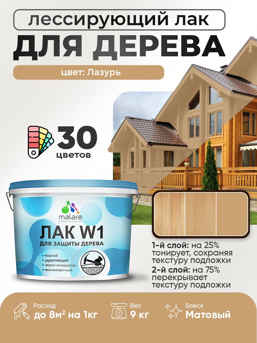 Акриловый водный колерованный лак для деревянных поверхностей Malare W1