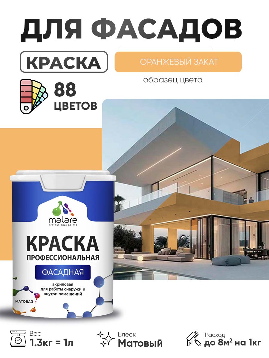 Акриловая фасадная профессиональная краска Malare