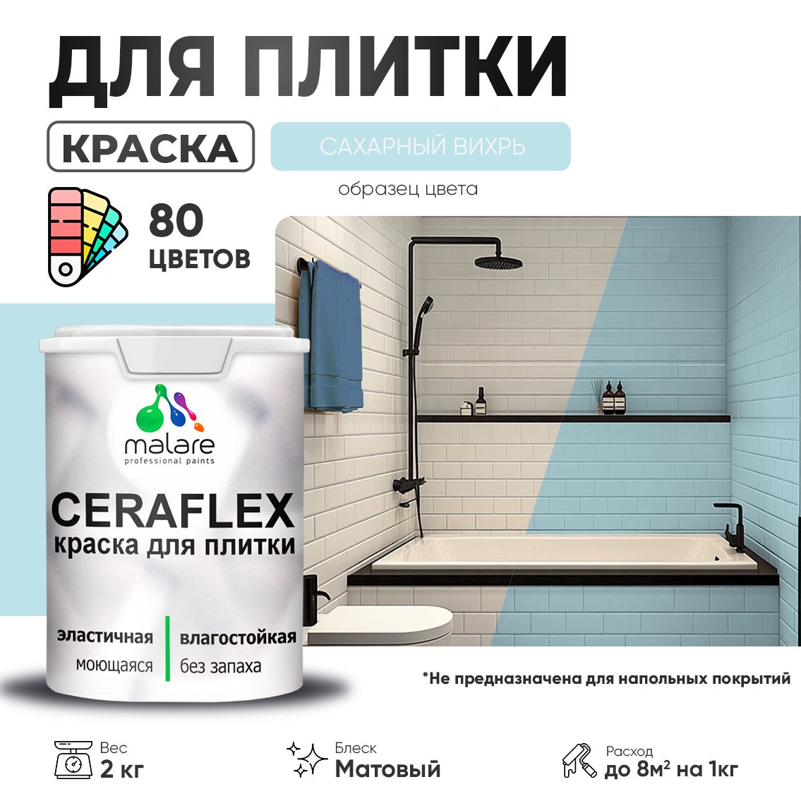 Акриловая краска для кафельной и керамической плитки Malare CERAFLEX