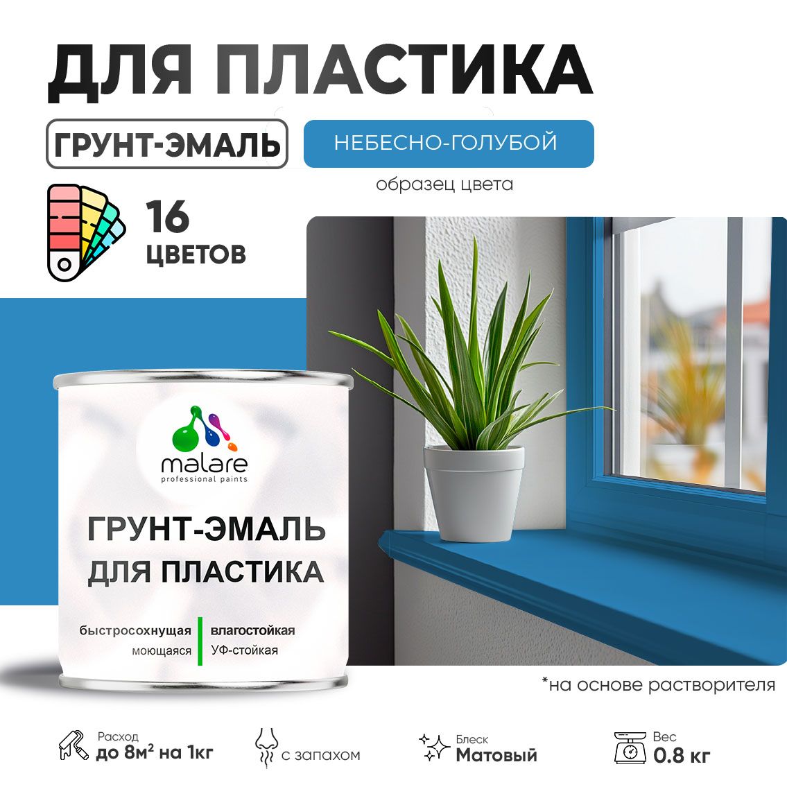 Акрилсополимерная грунт-эмаль 3 в 1 для пластиковых поверхностей Malare