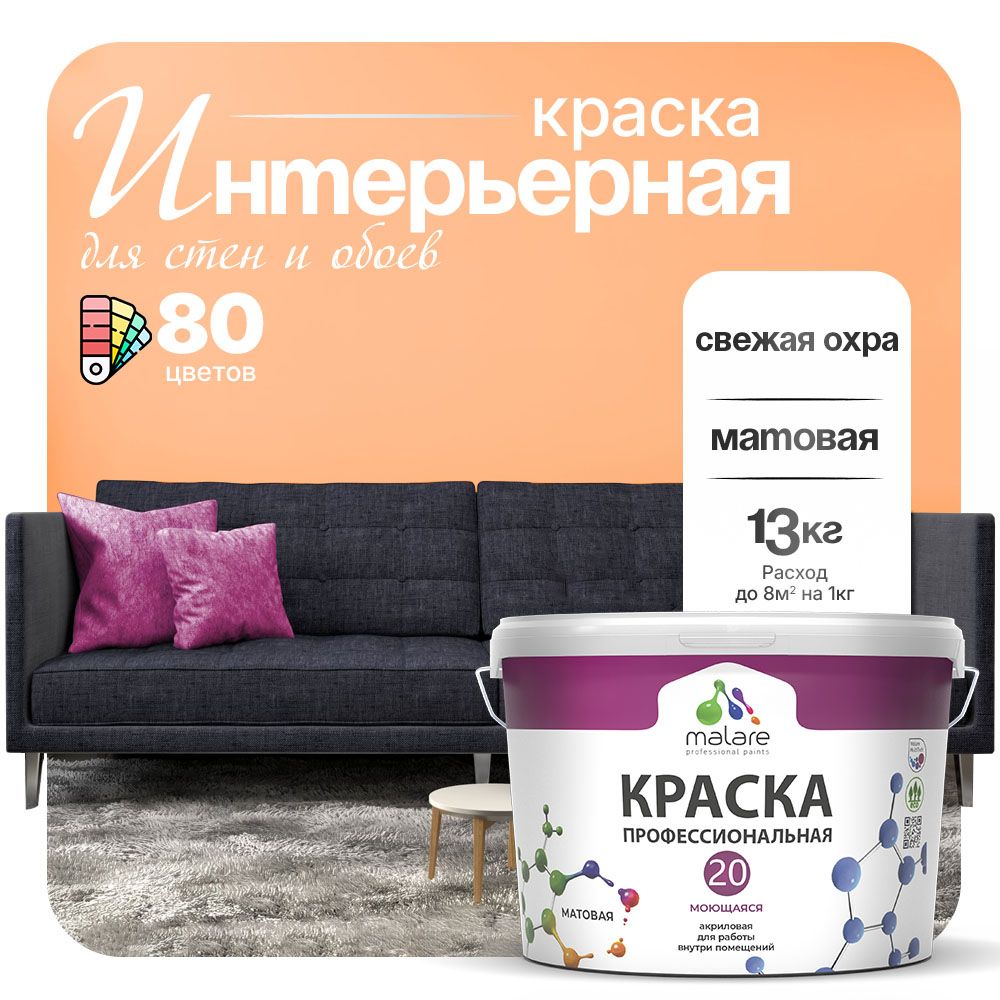 Акриловая краска для стен и обоев Malare ЕВРО 20