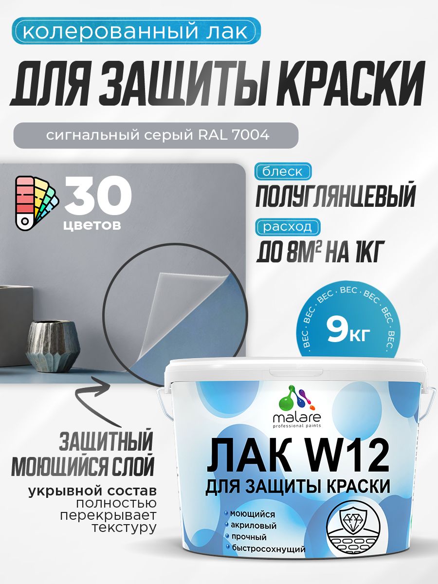 Акриловый водный колерованный лак для защиты краски Malare W12