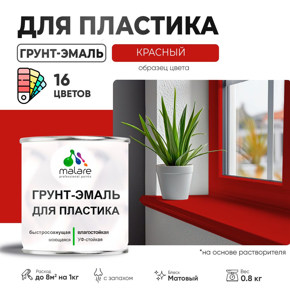 Акрилсополимерная грунт-эмаль 3 в 1 для пластиковых поверхностей Malare
