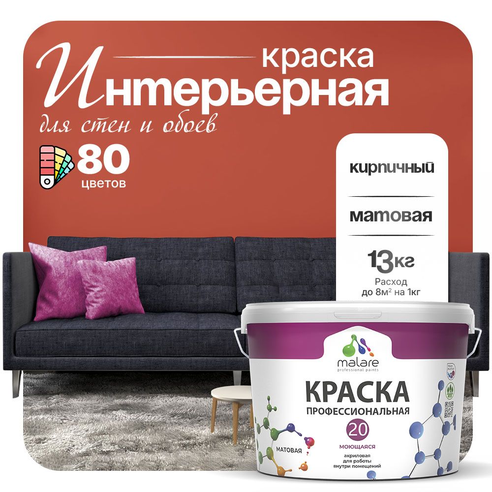 Акриловая краска для стен и обоев Malare ЕВРО 20