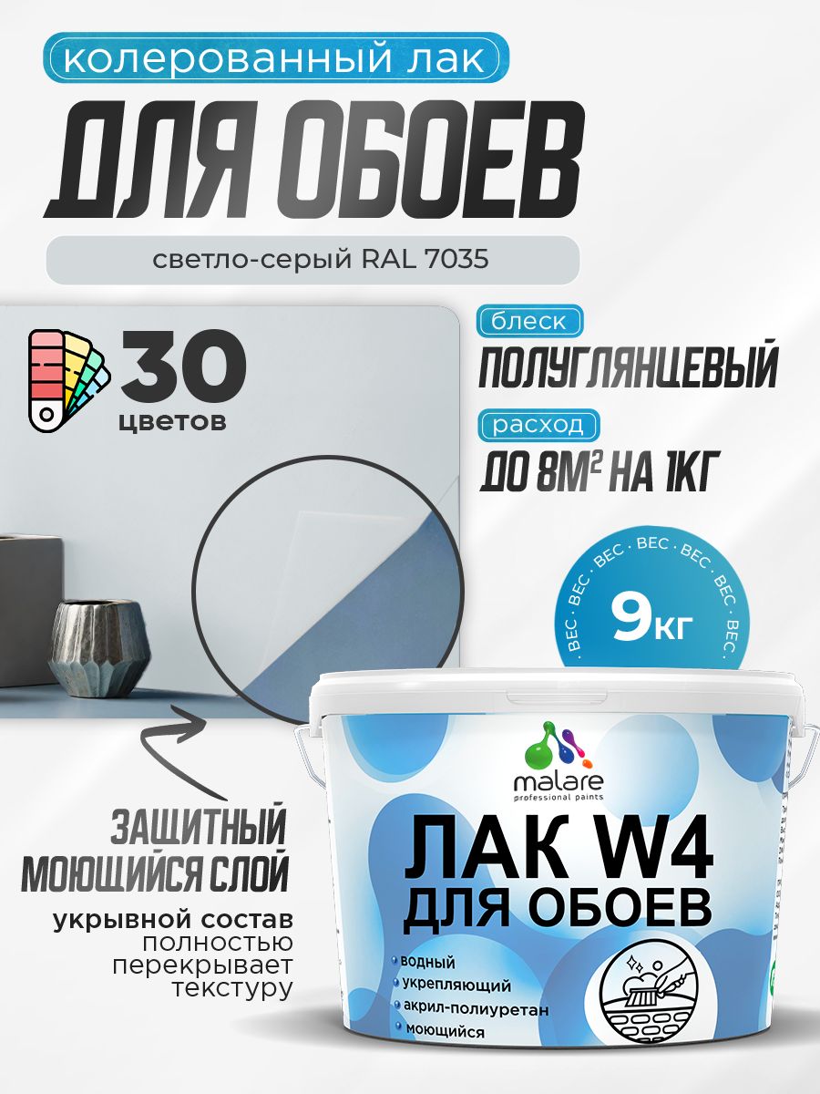 Акриловый водный колерованный лак для обоев Malare W4