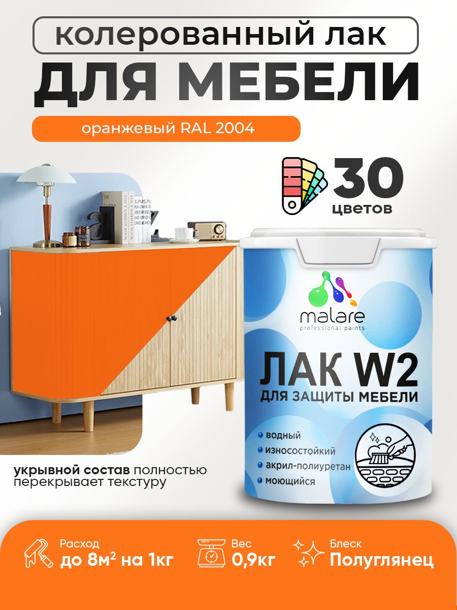 Акриловый водный колерованный лак для мебели и кухонных фасадов Malare W2