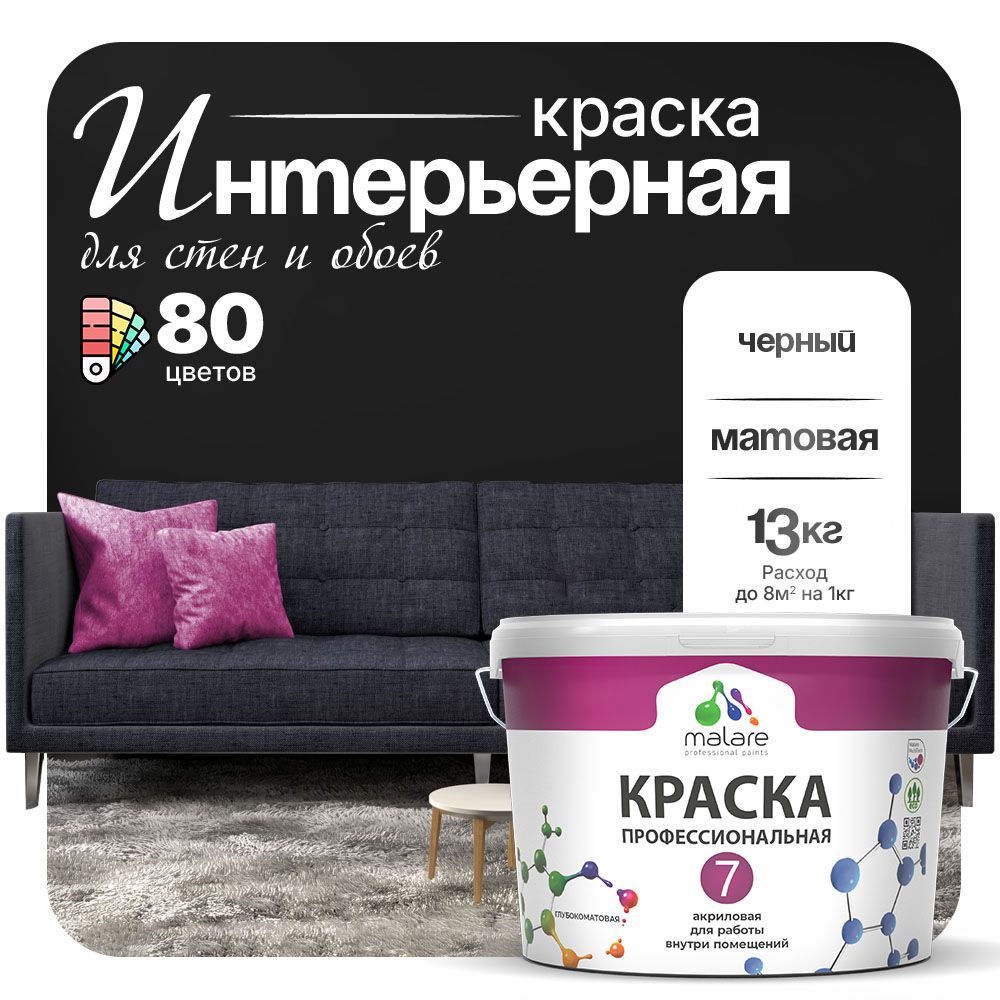 Акриловая краска для стен и обоев Malare ЕВРО 3