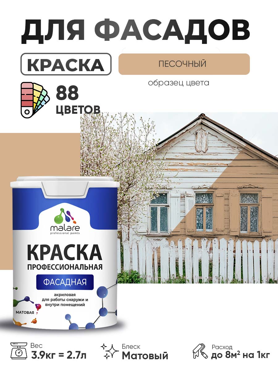 Акриловая фасадная профессиональная краска Malare
