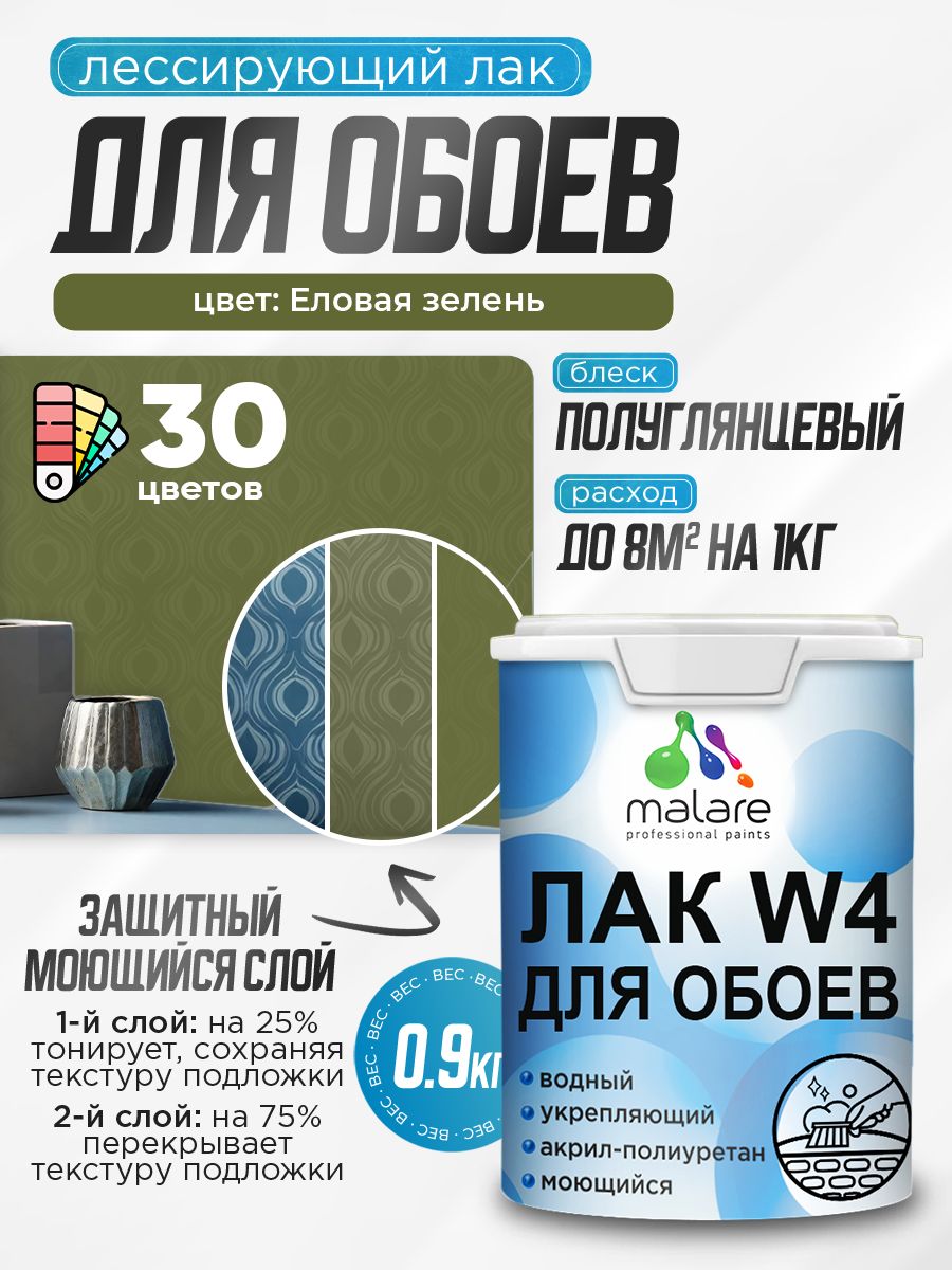 Акриловый водный колерованный лак для обоев Malare W4