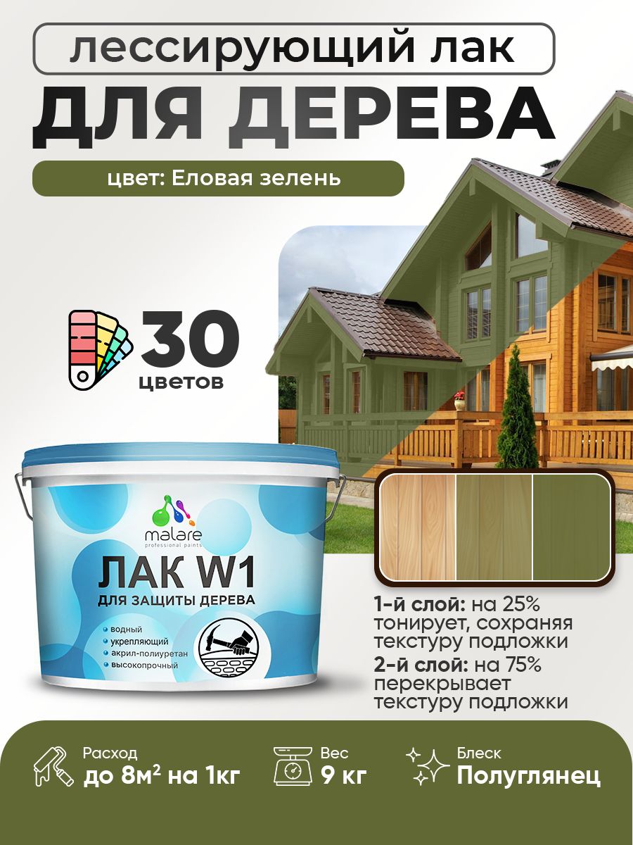 Акриловый водный колерованный лак для деревянных поверхностей Malare W1