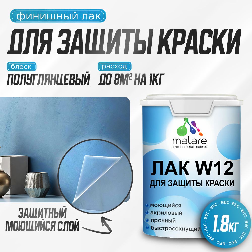 Акриловый водный лак для защиты краски Malare W12