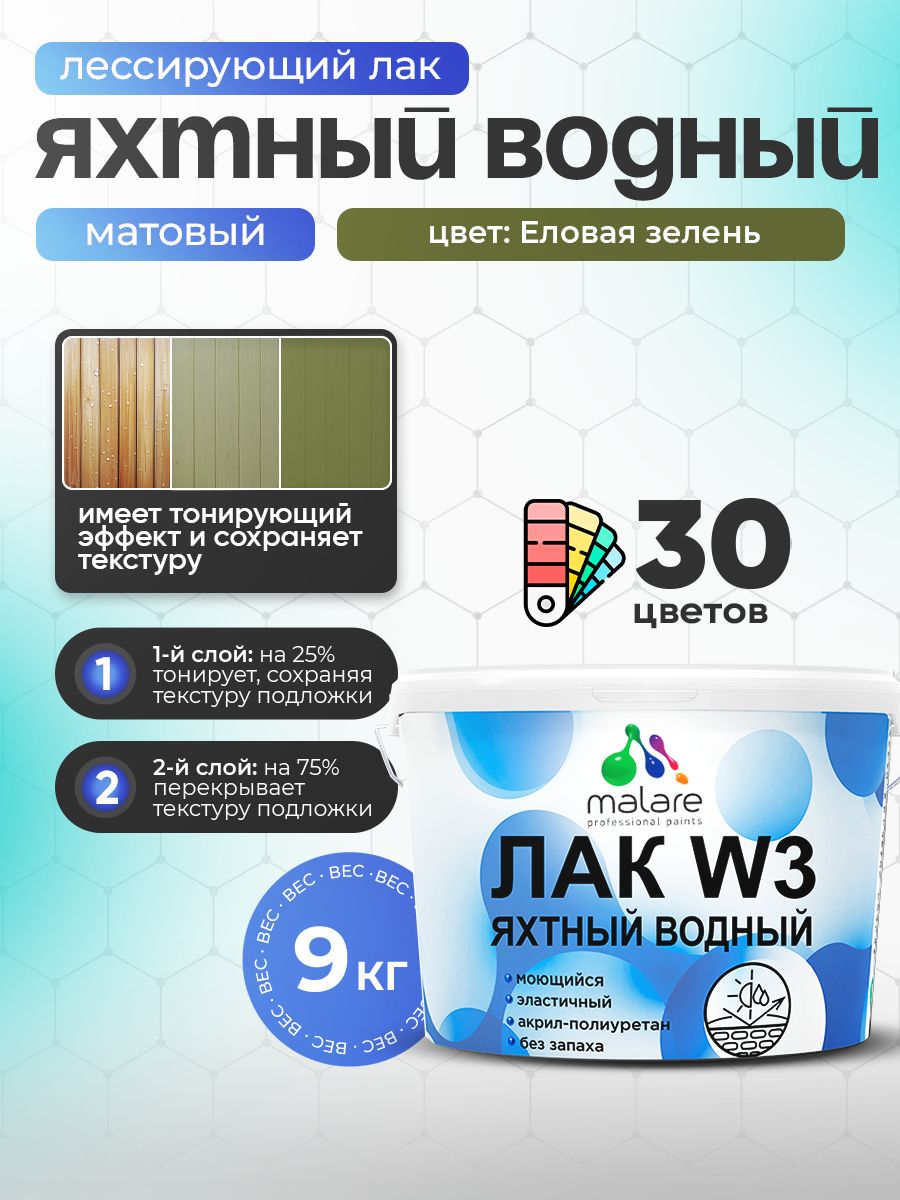 Акриловый водный колерованный яхтный лак Malare W3