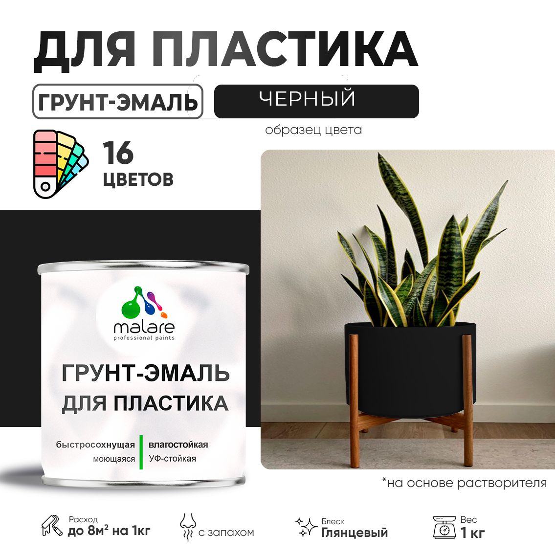 Акрилсополимерная грунт-эмаль 3 в 1 для пластиковых поверхностей Malare