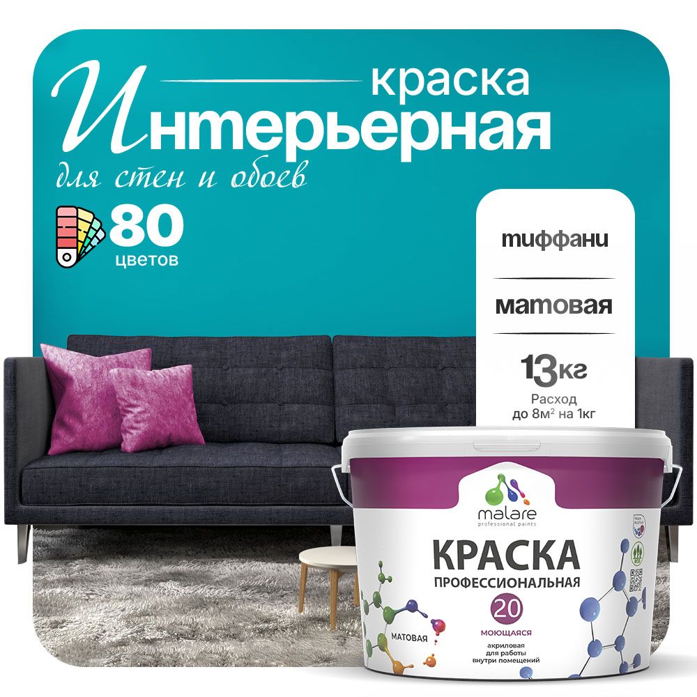 Акриловая краска для стен и обоев Malare ЕВРО 20
