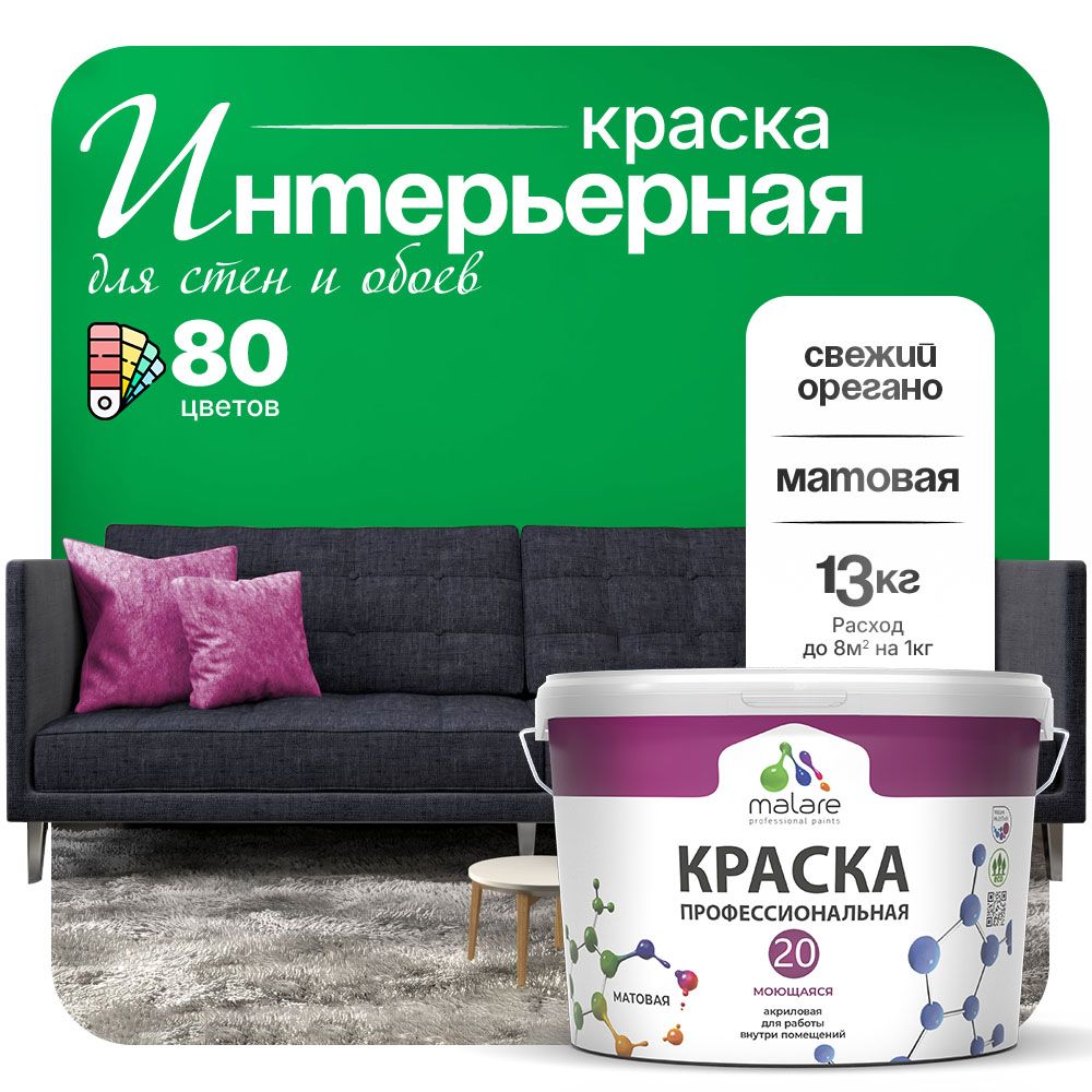 Акриловая краска для стен и обоев Malare ЕВРО 20