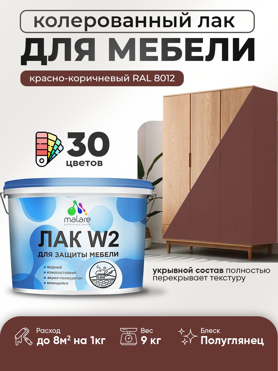 Акриловый водный колерованный лак для мебели и кухонных фасадов Malare W2