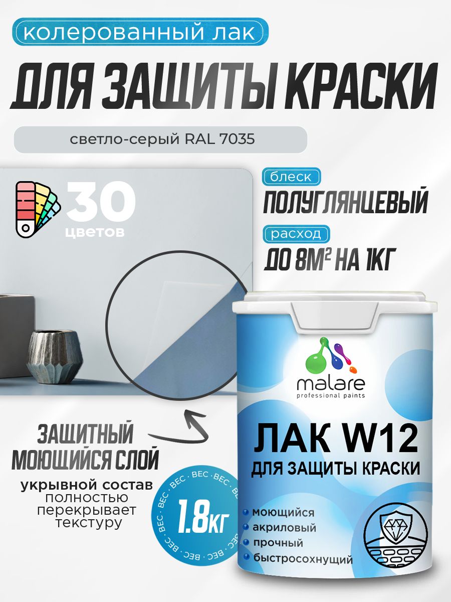 Акриловый водный колерованный лак для защиты краски Malare W12