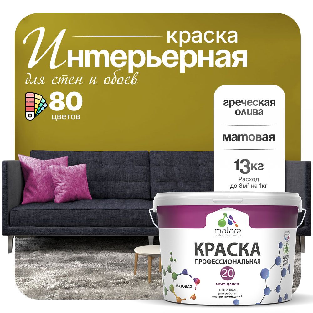 Акриловая краска для стен и обоев Malare ЕВРО 20