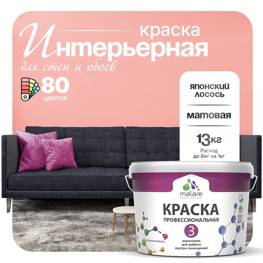Акриловая краска для стен и обоев Malare ЕВРО 3