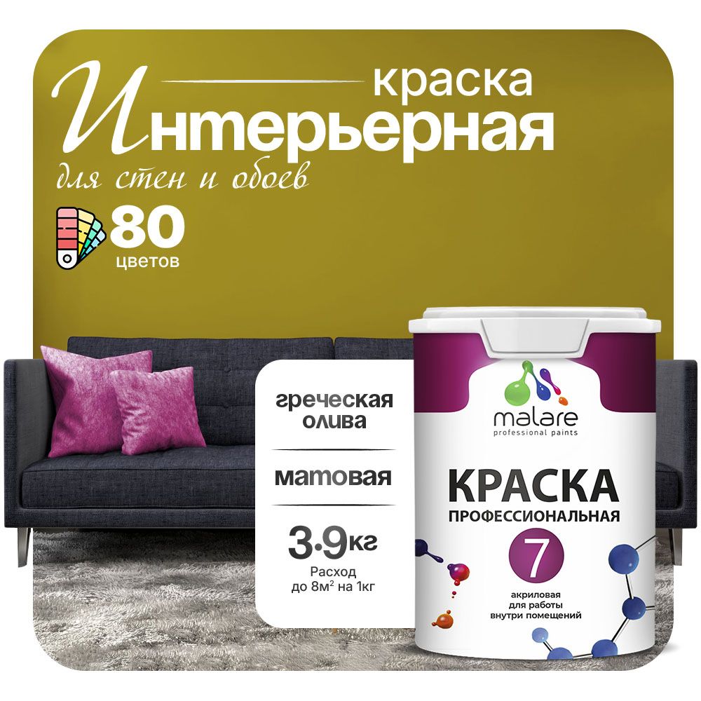 Акриловая краска для стен и обоев Malare ЕВРО 3