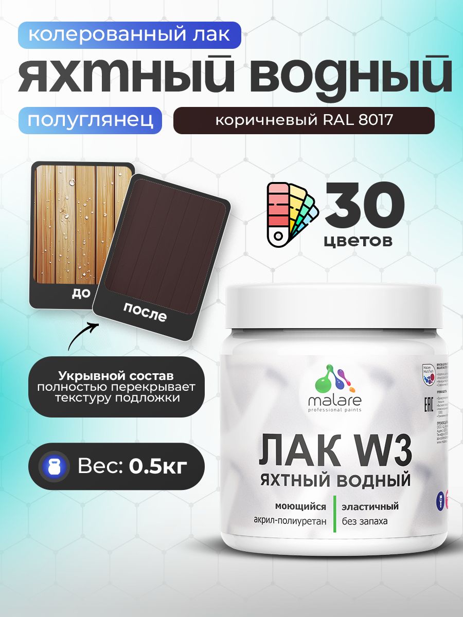 Акриловый водный колерованный яхтный лак Malare W3