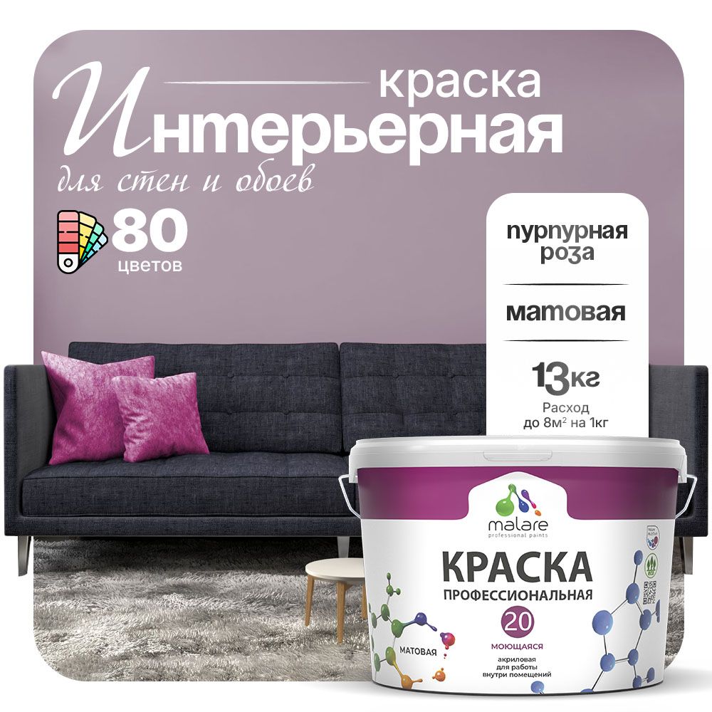 Акриловая краска для стен и обоев Malare ЕВРО 20