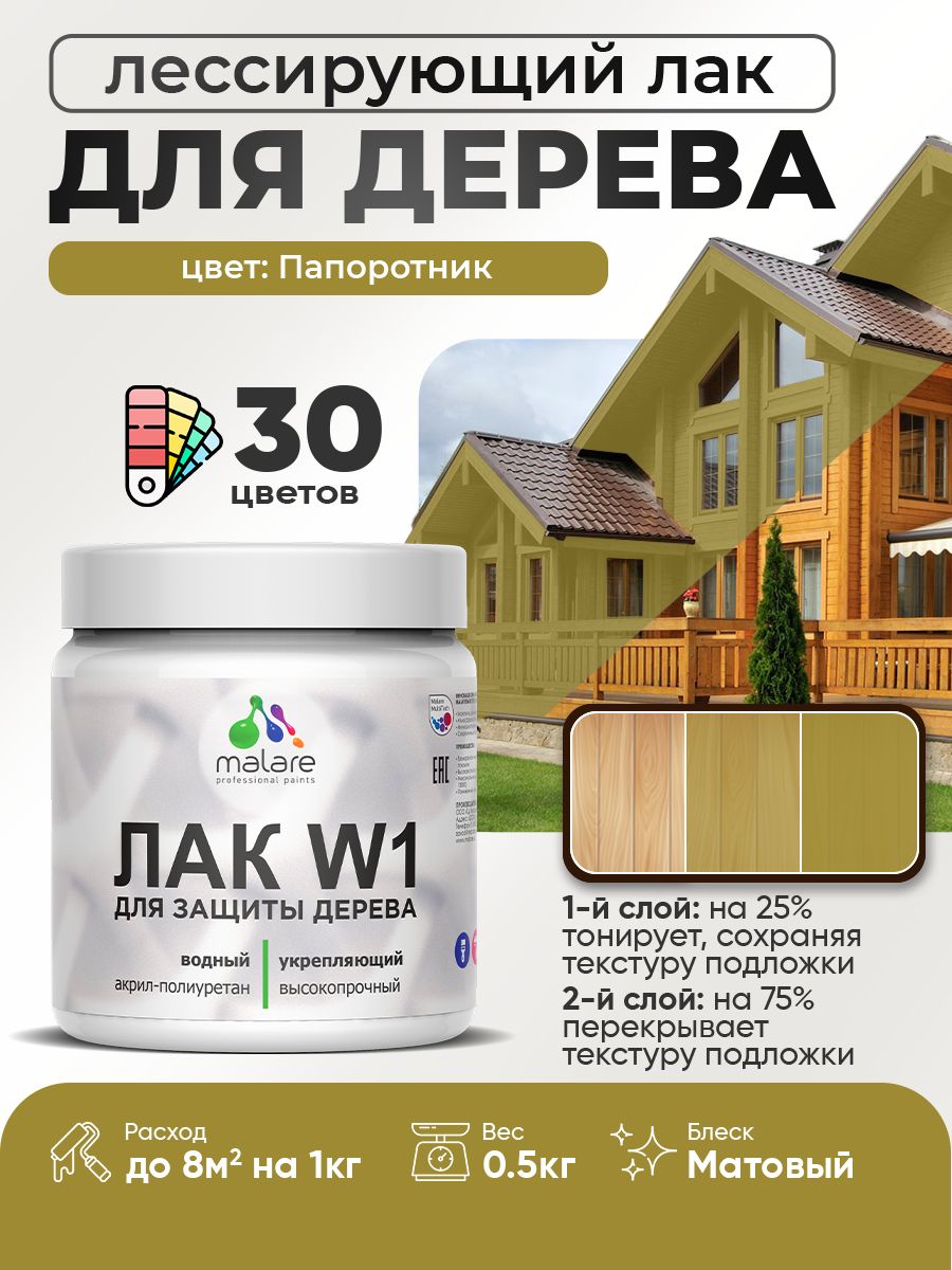 Акриловый водный колерованный лак для деревянных поверхностей Malare W1