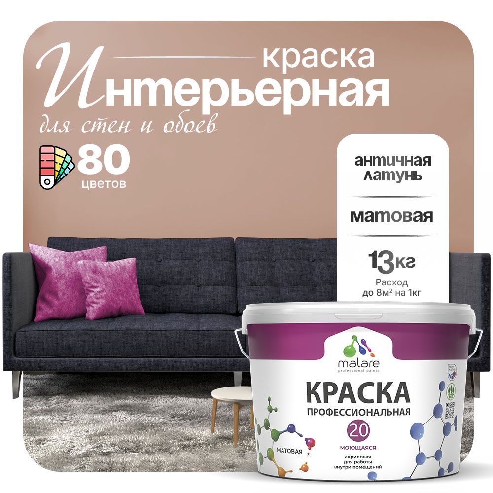 Акриловая краска для стен и обоев Malare ЕВРО 20