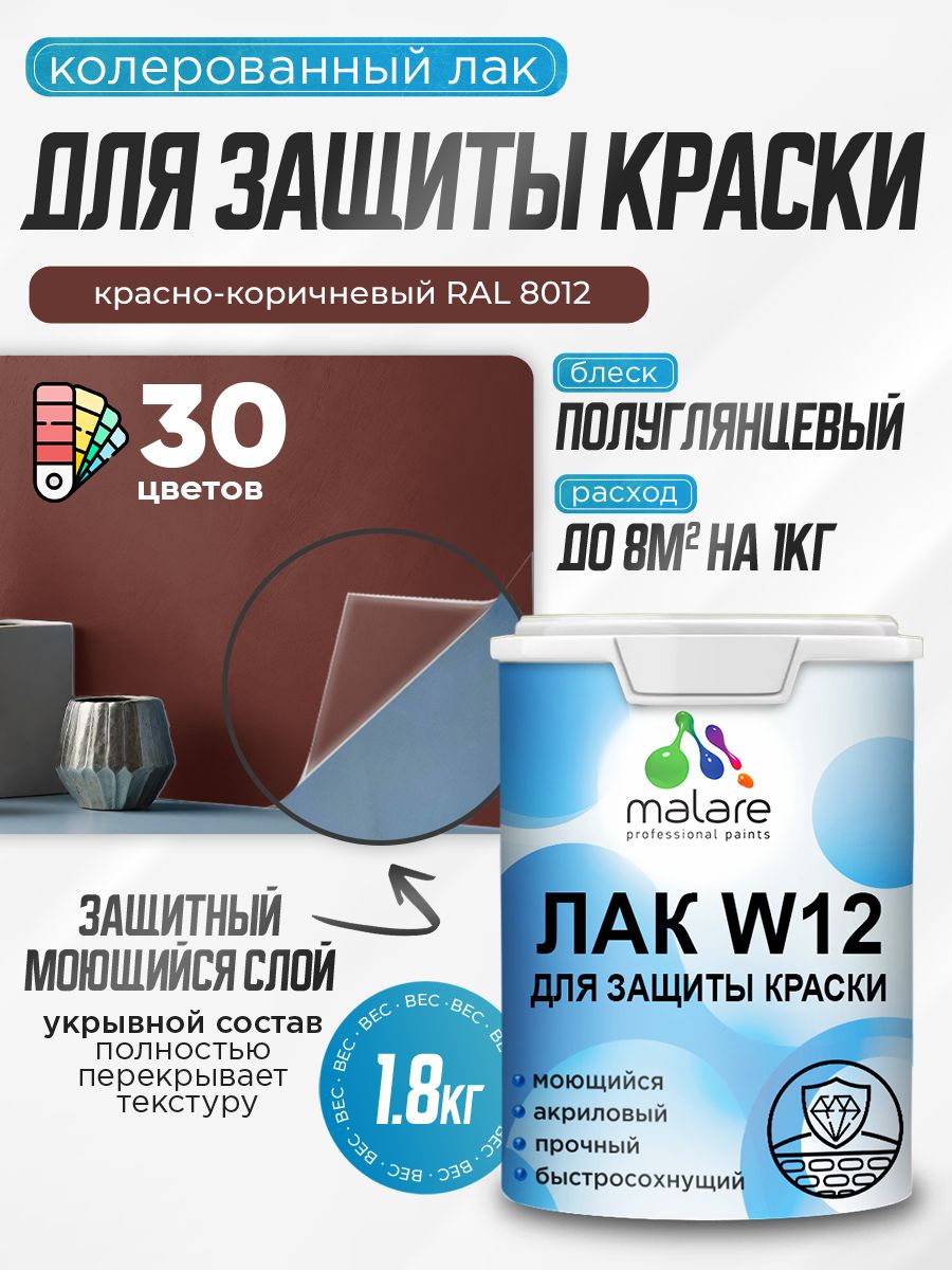 Акриловый водный колерованный лак для защиты краски Malare W12