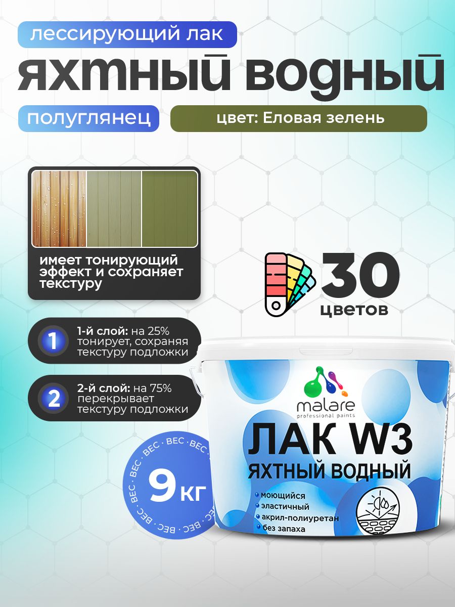 Акриловый водный колерованный яхтный лак Malare W3