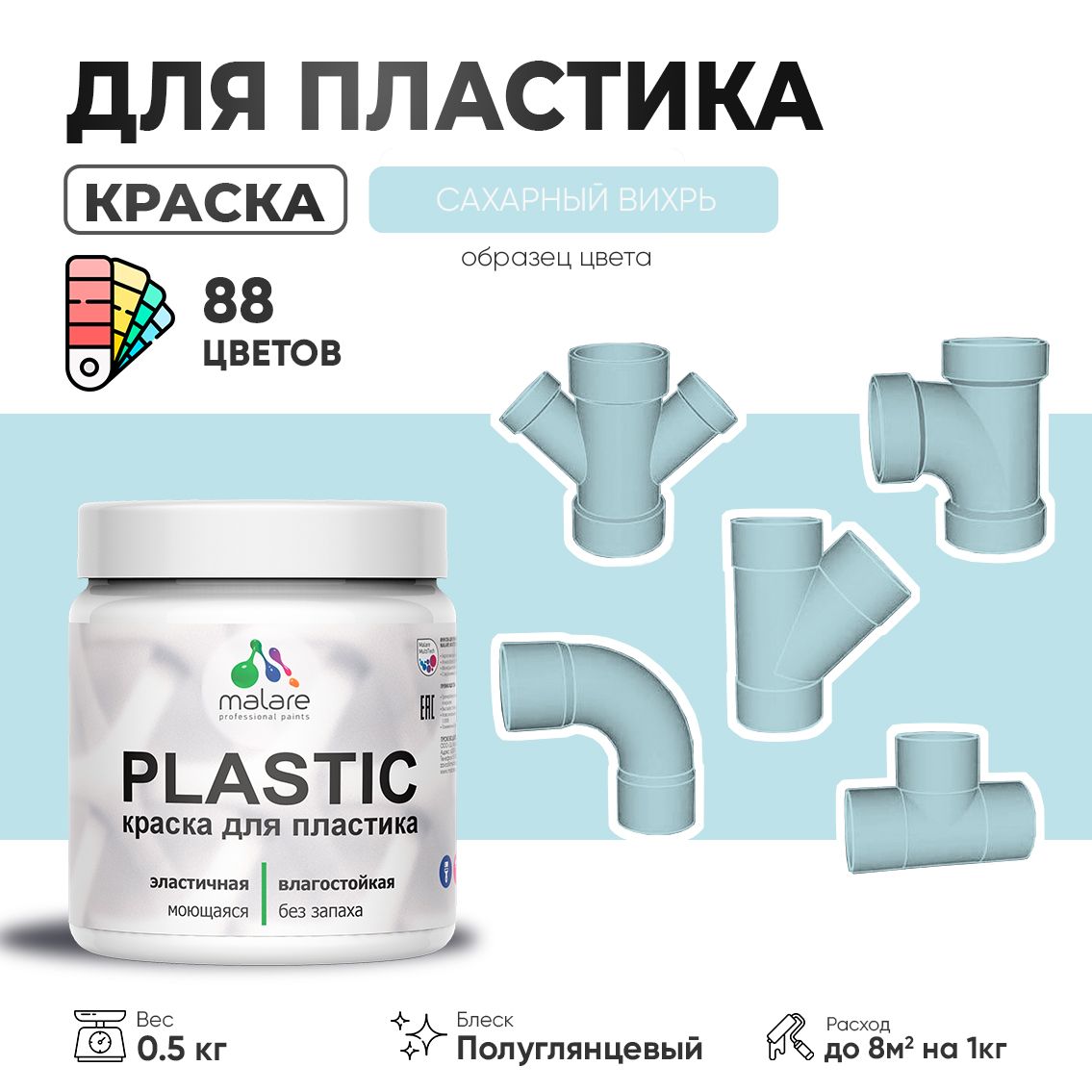 Латексная краска для пластиковых поверхностей Malare PLASTIC