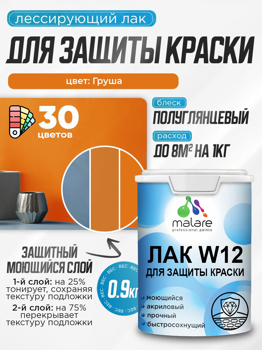 Акриловый водный колерованный лак для защиты краски Malare W12