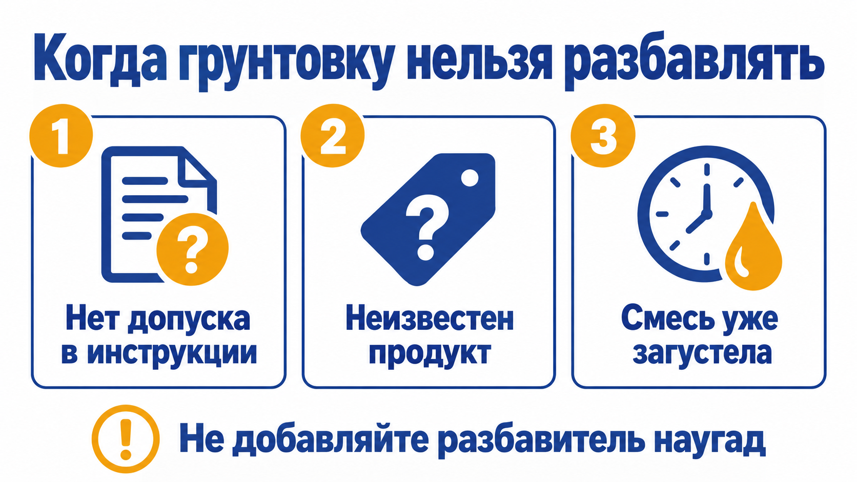 Схема: три случая, когда эпоксидную грунтовку нельзя разбавлять